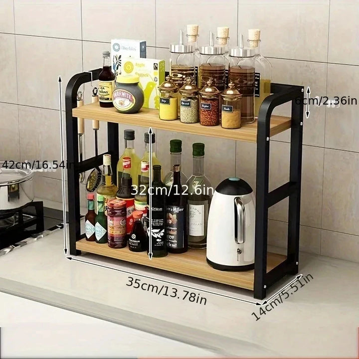 Rustproof Metal Countertop Shelf Space Saving Kitchen Organizer