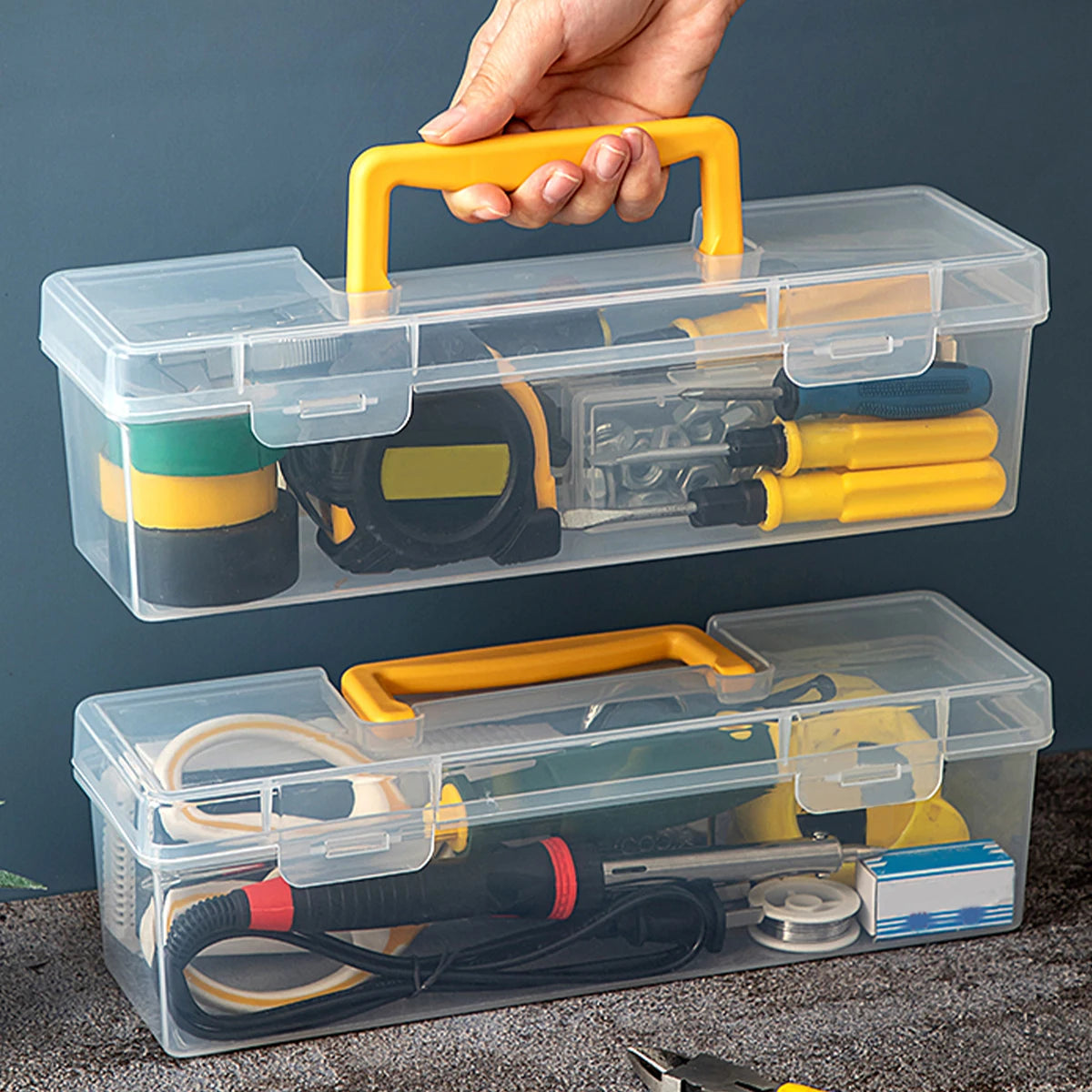 Transparent Tool Storage Box With Handle Portable Tool Case