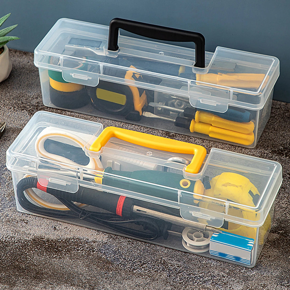 Transparent Tool Storage Box With Handle Portable Tool Case