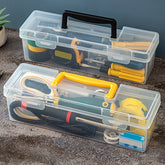Transparent eprolo tool storage box with handle, portable tool case for organizing and carrying tools easily.