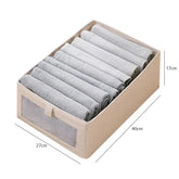 eprolo wardrobe storage organizer box with multiple compartments for T-shirts, jeans, underwear, and pants in a closet drawer.