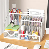 Creative metal desk stationery organizer with pen holder and file storage, ideal for office or home workspace, by eprolo.