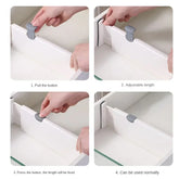 Adjustable eprolo drawer dividers organizer in a 4-pack for customizable kitchen or office storage, shown in a close-up view.