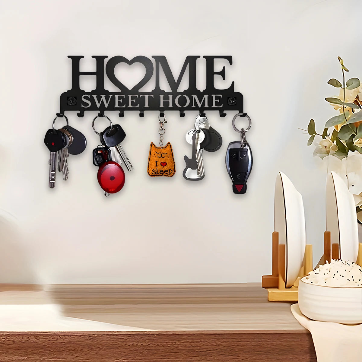 1pc Black Metal Keys Holder Wall Mount Key Holder Sweet Home Design