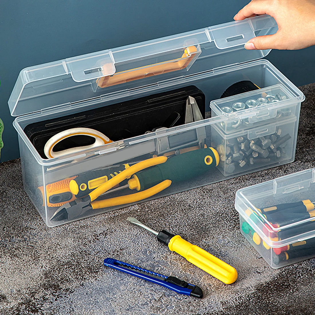Transparent Tool Storage Box With Handle Portable Tool Case