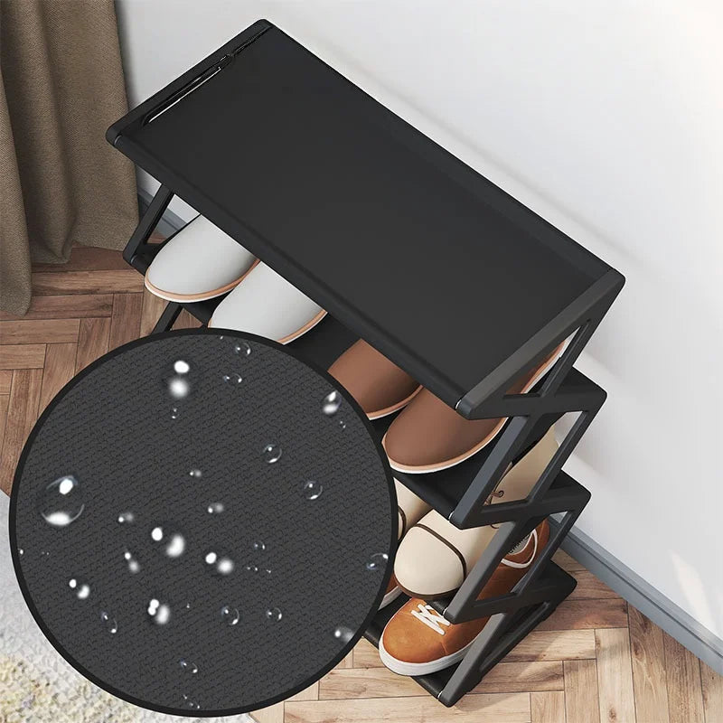 4 Tier Shoe Organizer, Foldable Shoe Rack Space Saving Standing Organizer