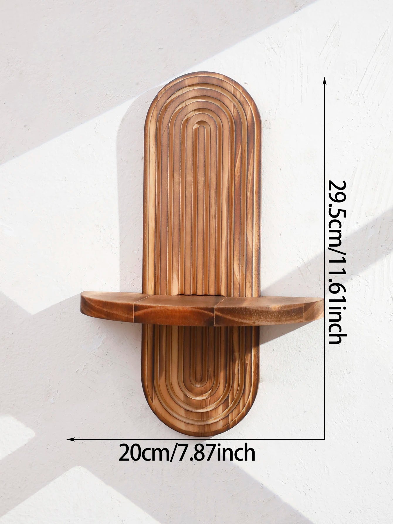 1Pc Boho Style Wooden Wall Shelves - Geometric Wall Mounted Shelves