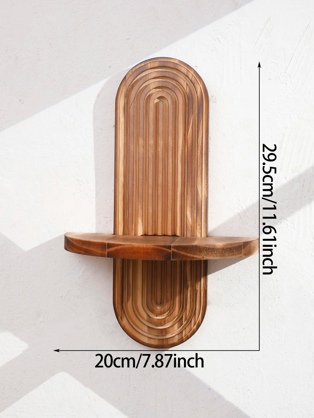 1Pc Boho Style Wooden Wall Shelves - Geometric Wall Mounted Shelves