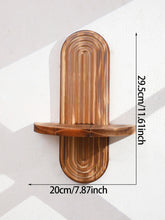 Eprolo boho style wooden wall shelves with geometric design, mounted on a wall, for stylish storage and decor.