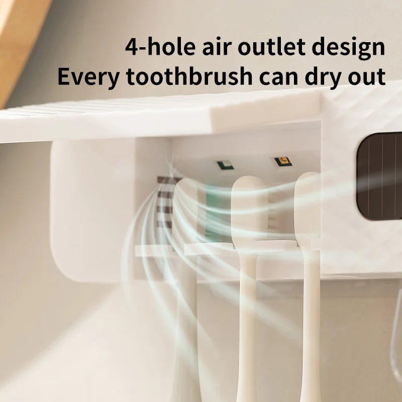 smart toothbrush rack wall mounted 3-slot toothbrush intelligent drying rack