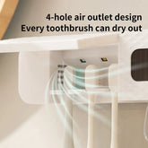 Wall-mounted eprolo smart toothbrush rack with three slots and drying feature, holding toothbrushes in an organized, modern bathroom setup.