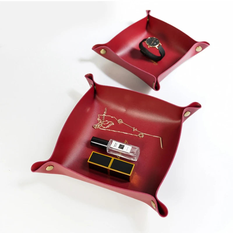 Nordic Style Leather Storage Tray Desktop Organizer Home Decoration