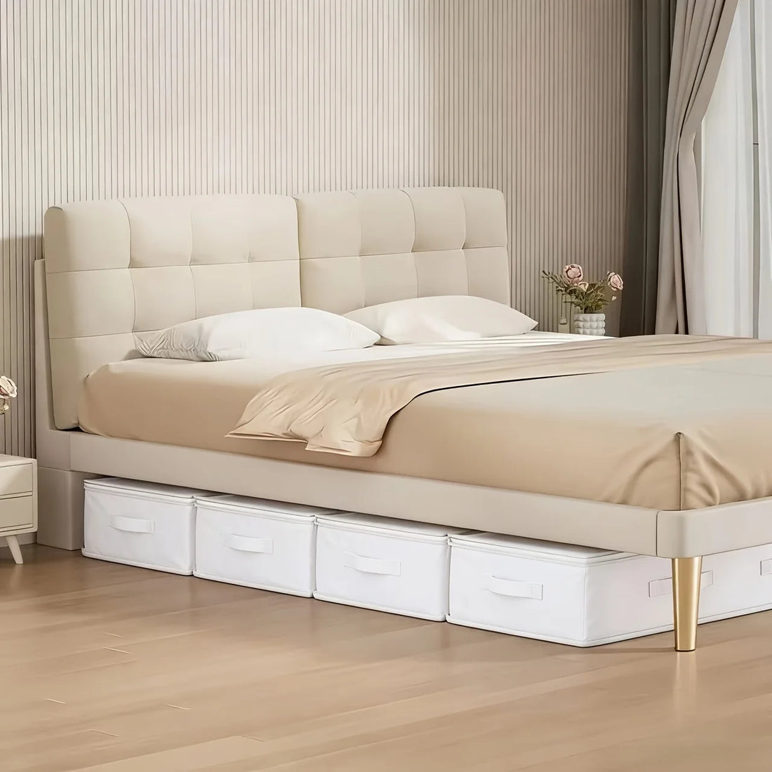 3pcs White Bed Under Storage Boxes | Foldable, Multipurpose for Blankets