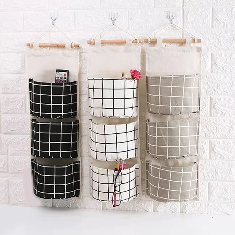 Dormitory Wall Hanging Storage Home Hanging Three-Pocket Storage Bag