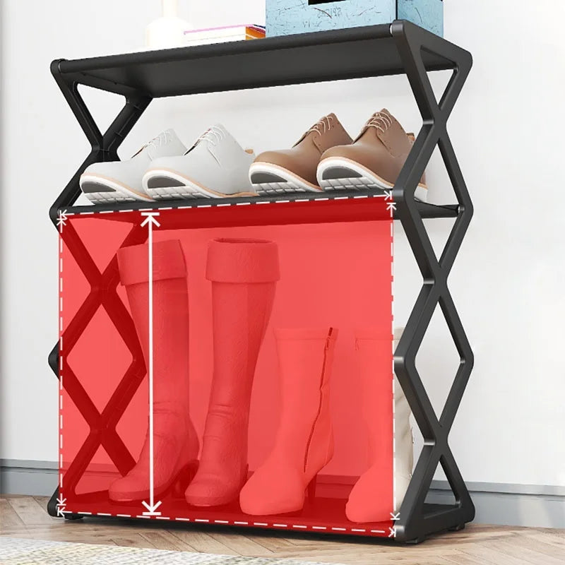 4 Tier Shoe Organizer, Foldable Shoe Rack Space Saving Standing Organizer