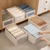 eprolo visible wardrobe storage organizer drawer with compartments for T-shirts, jeans, underwear, and pants.