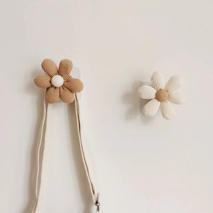 eprolo INS Flower Wall Hook made of wood, with sticky backing, perfect for hanging towels, coats, or small storage items.
