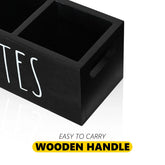 Wooden remote control and stationery organizer by eprolo, featuring multiple compartments for living room organization.