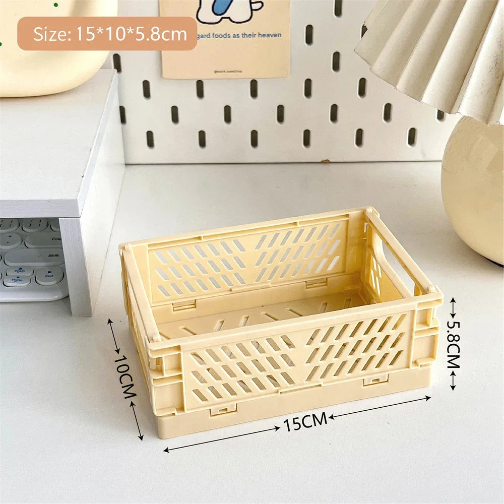 Foldable Storage Box with Handles Collapsible Crate Organization
