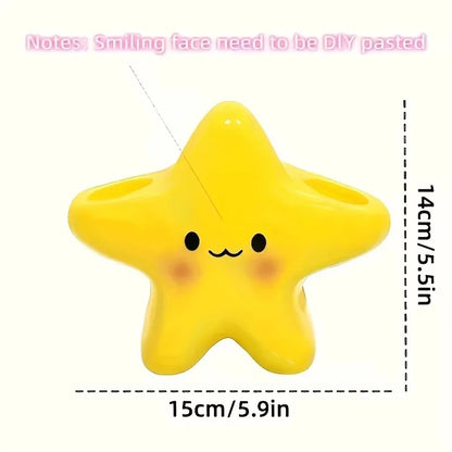 Cute star-shaped toothbrush holder by eprolo, freestanding bathroom organizer with multiple slots for toothbrushes and toothpaste.