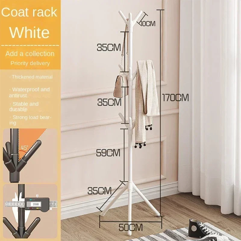 Vertical Bedroom Clothes And Hats Rack - Floor to Floor Coat Hook Tree
