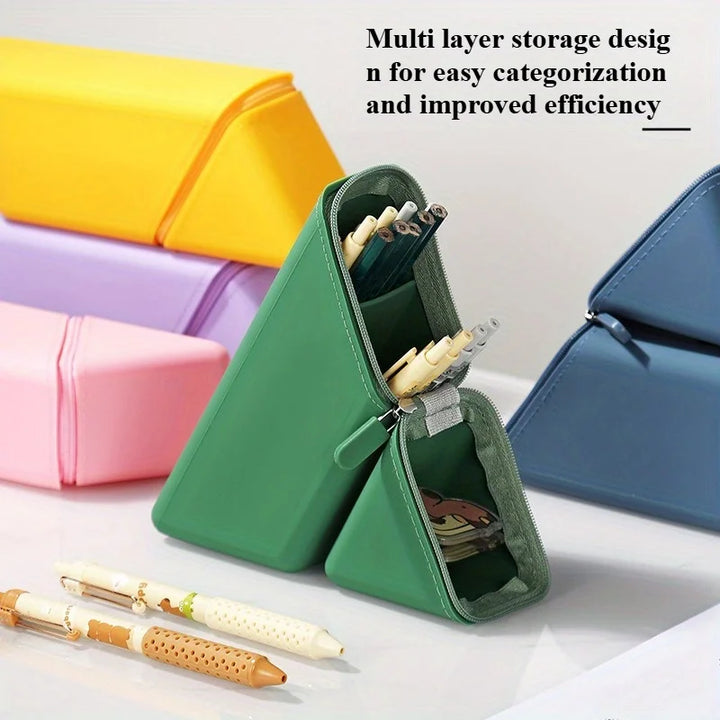 Foldable Silicone Pen Holder-Large Capacity Expandable Pencil Cup for Desk