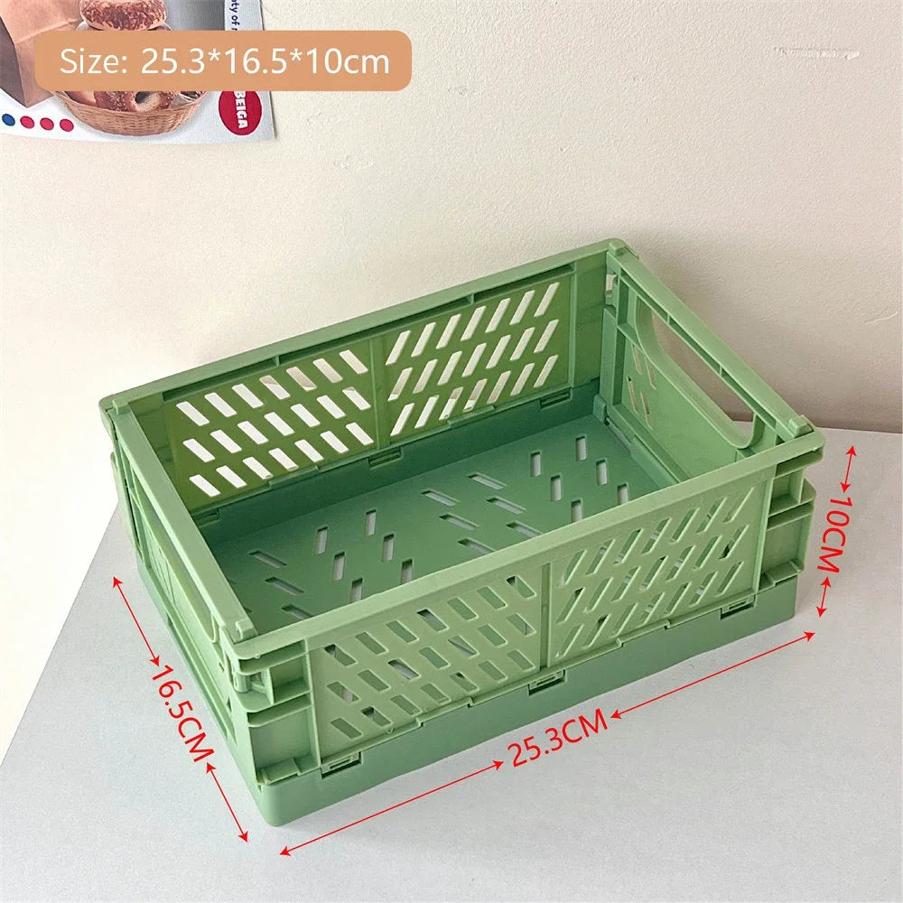 Foldable Storage Box with Handles Collapsible Crate Organization