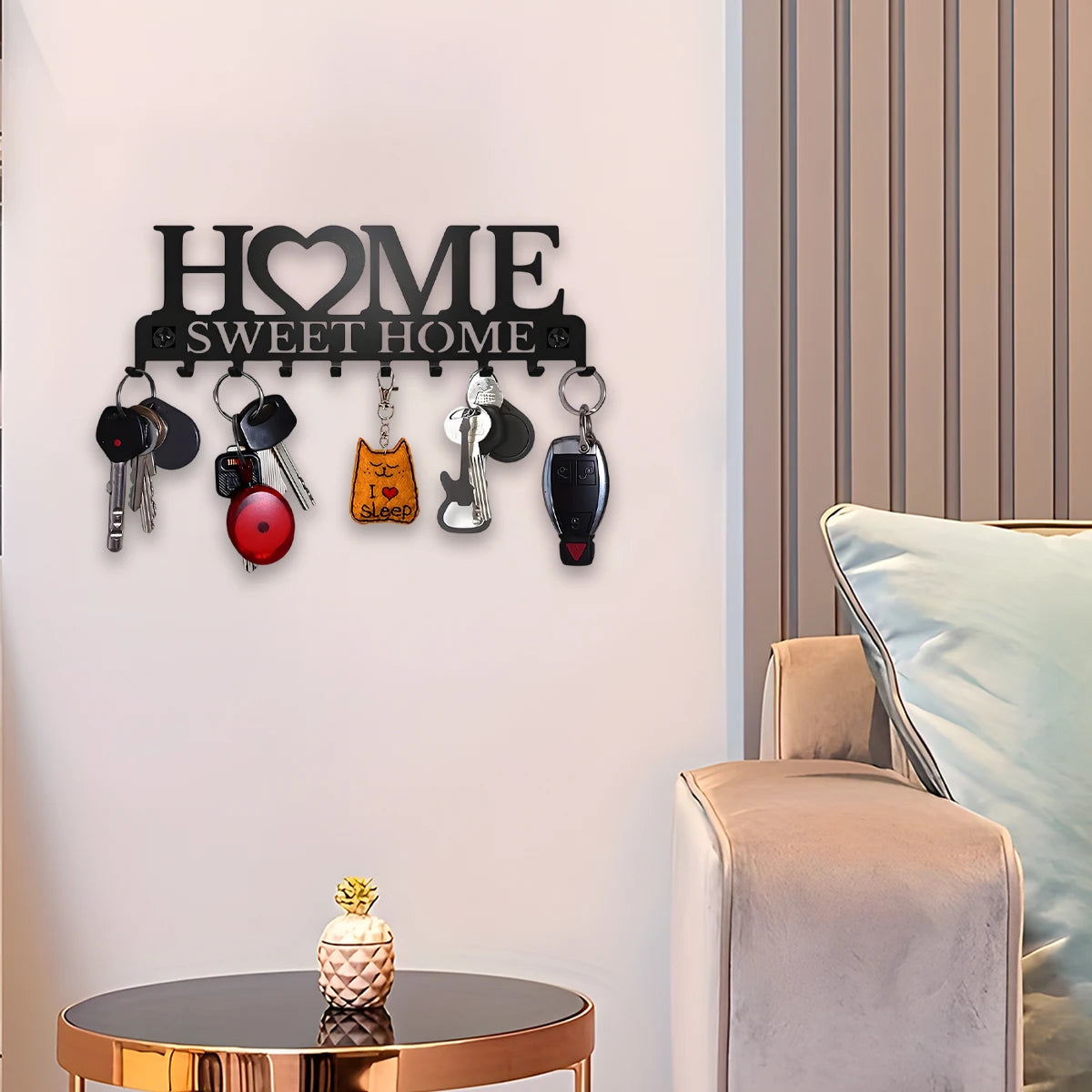 1pc Black Metal Keys Holder Wall Mount Key Holder Sweet Home Design