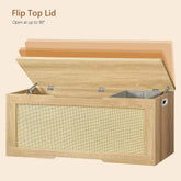 Large storage chest with fabric drawer from eprolo, toy box with safety hinges, sturdy wooden construction and spacious interior.