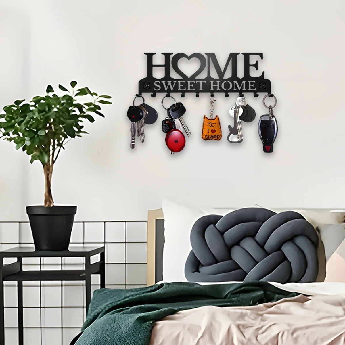 1pc Black Metal Keys Holder Wall Mount Key Holder Sweet Home Design