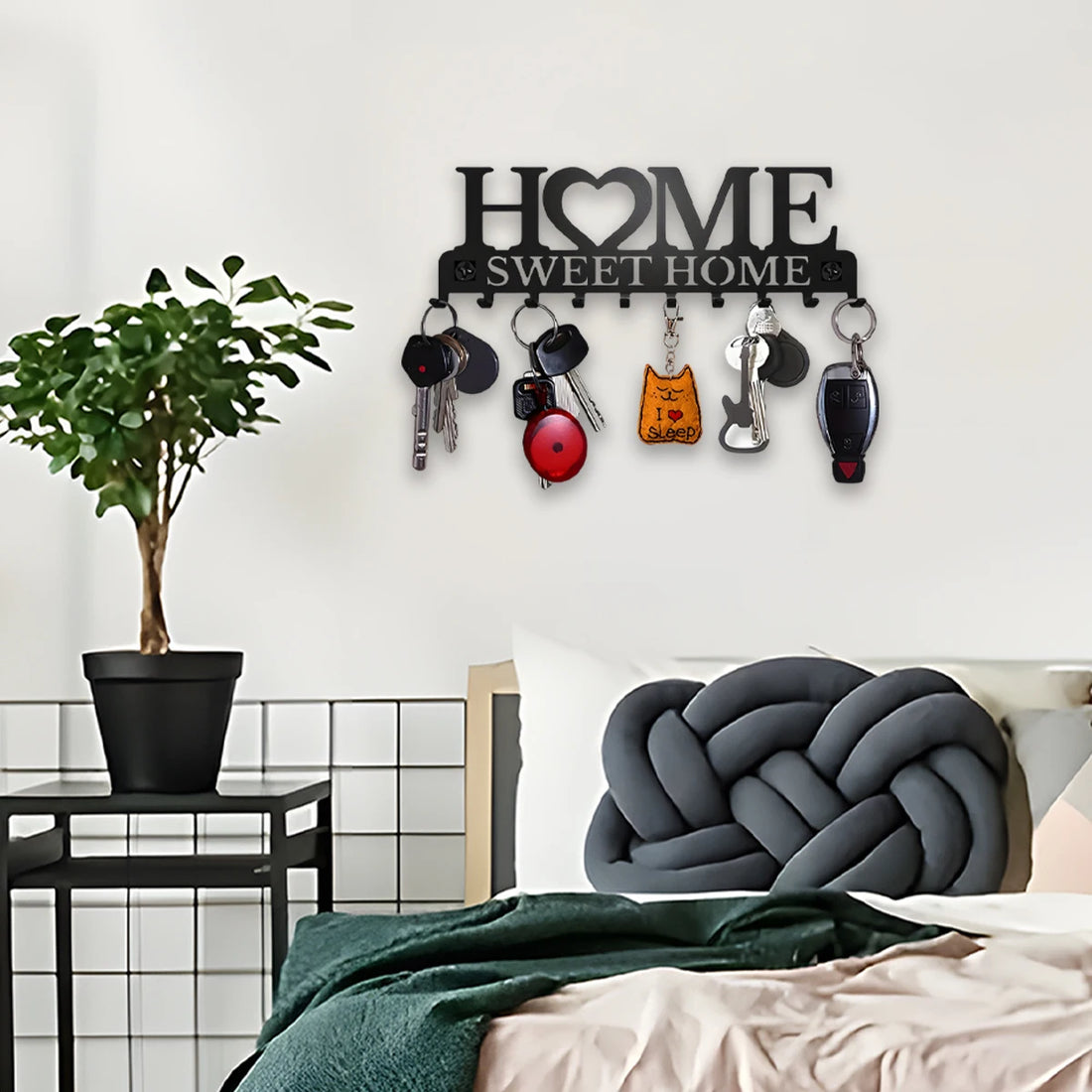 1pc Black Metal Keys Holder Wall Mount Key Holder Sweet Home Design