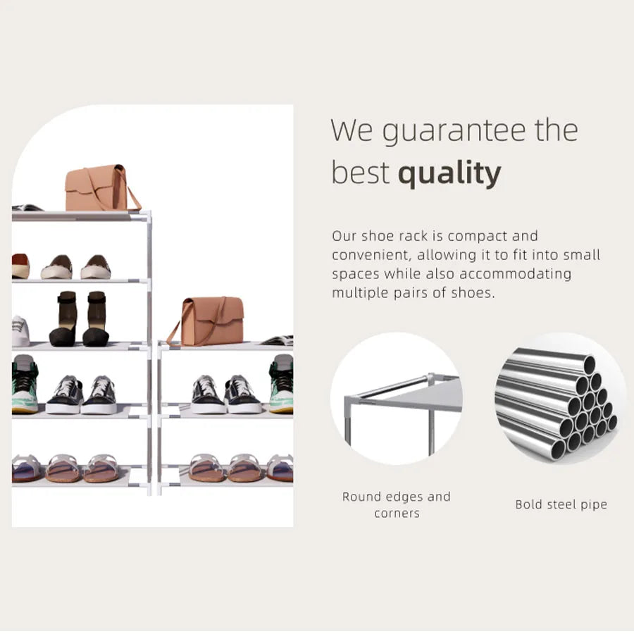 A Space-saving, Multi-tiered Shoe Rack; Durable Shoe Storage