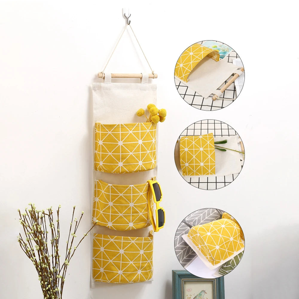 3 Pockets Hanging Organizers Waterproof Hanging Storage Bag Wall Mounted Closet Organizer Bear Flamingo Sundries Bags Home Decor