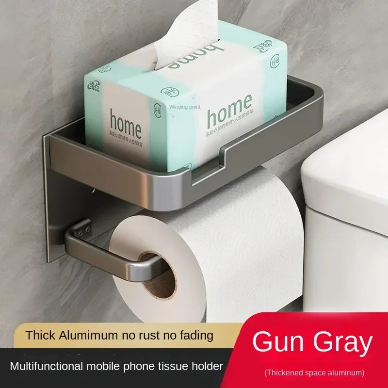 Black Gold Toilet Paper Holder Bathroom Wall Mount Multifunction