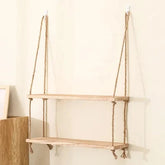 Wooden wall shelves for plants and flowers, featuring a hanging wood swing design by eprolo, perfect for stylish storage.