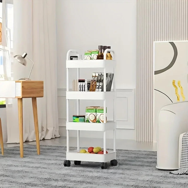 Multifunctional Storage Cart Open Shelves Book Display Kitchen Organizer