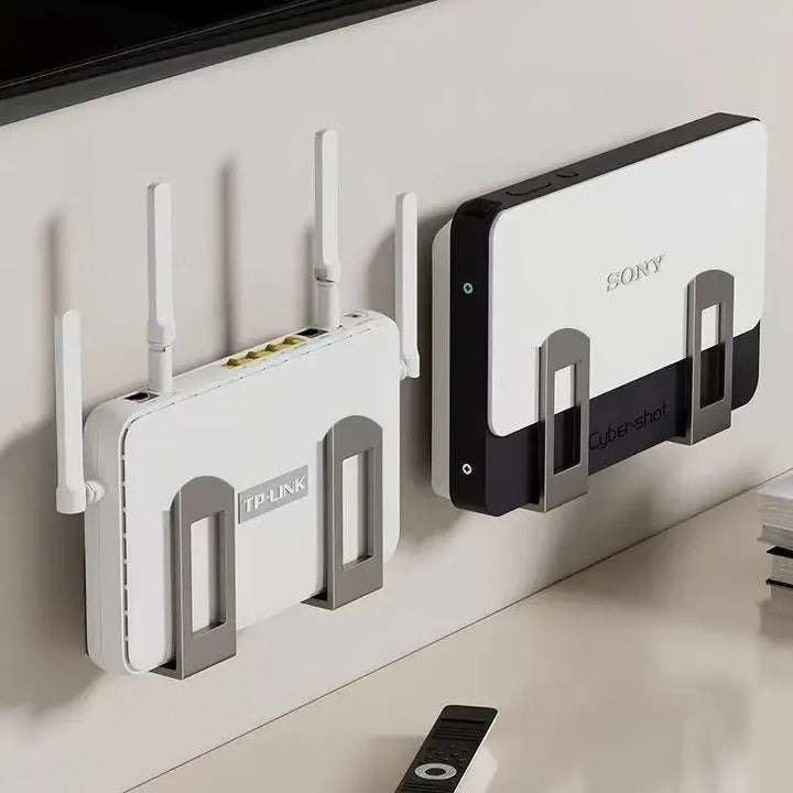 Wall-Mounted Router Set-Top Box Organizer with Adjustable Devices Storage