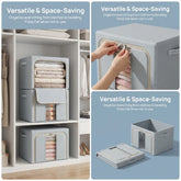 eprolo household closet storage basket set with three large capacity steel frame baskets for organizing and decluttering.