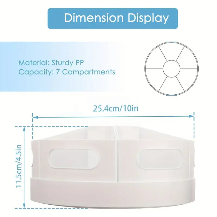 360° Rotating Desk Organizer With 7 Removable Bins Multi- Pen Holder