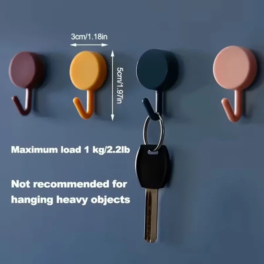 10-Pack Mini Adhesive Hooks - Mixed Color Multi-Purpose Hangers