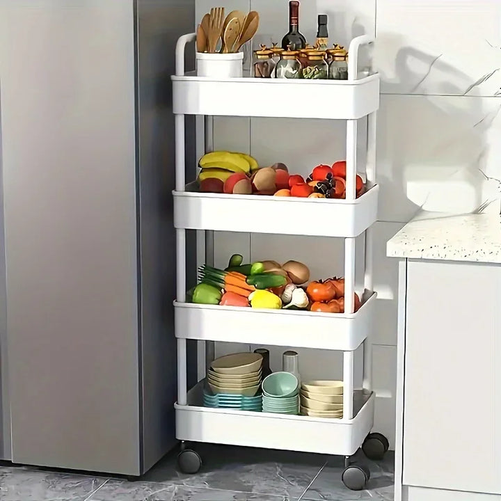 Multifunctional Storage Cart Open Shelves Book Display Kitchen Organizer
