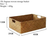 Natural woven seagrass basket by eprolo, used for home decor and storage, showcasing a sturdy wicker design.