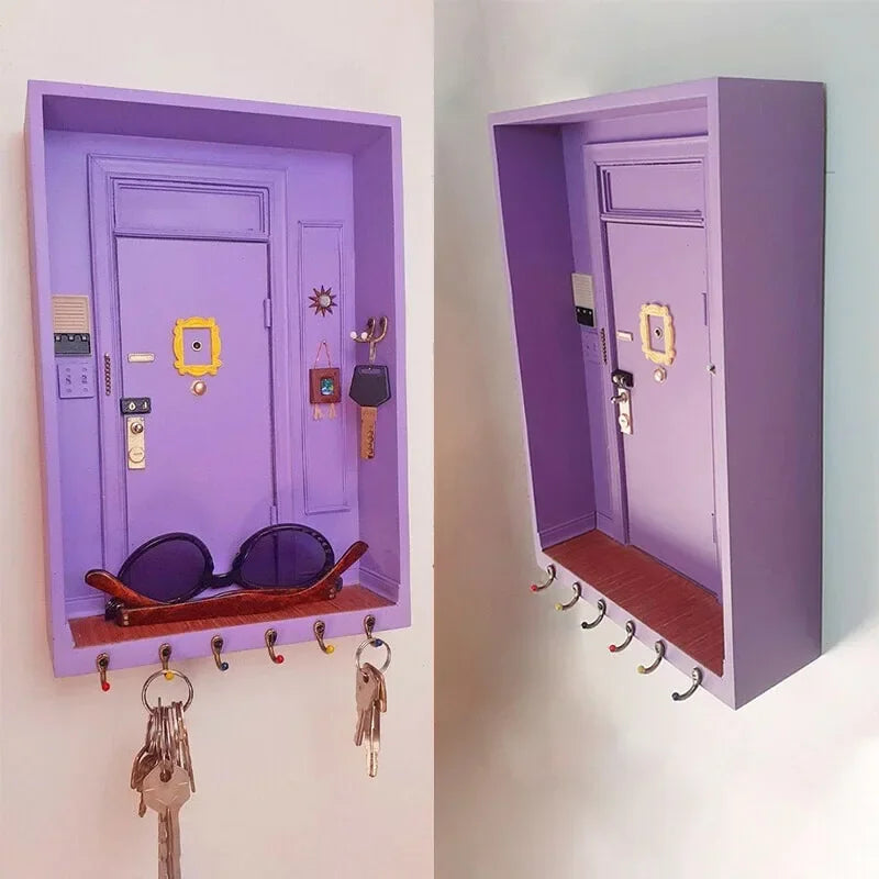 Purple Door Friends Key Holder Wood Box Hanging Key Wooden Hanger