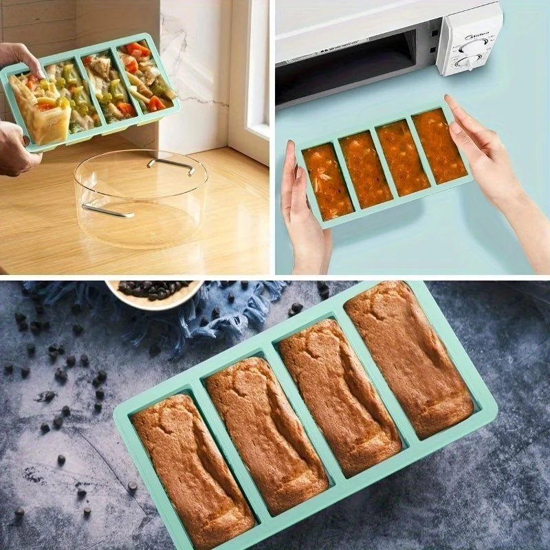 1pc Silicone Freezer Tray with Lid - Durable Kitchen Storage Container