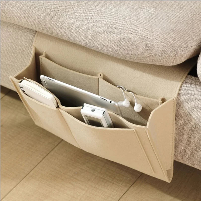 Felt Bedside Storage Bag Pouch Bed Desk Bag Sofa Hanging Organizer
