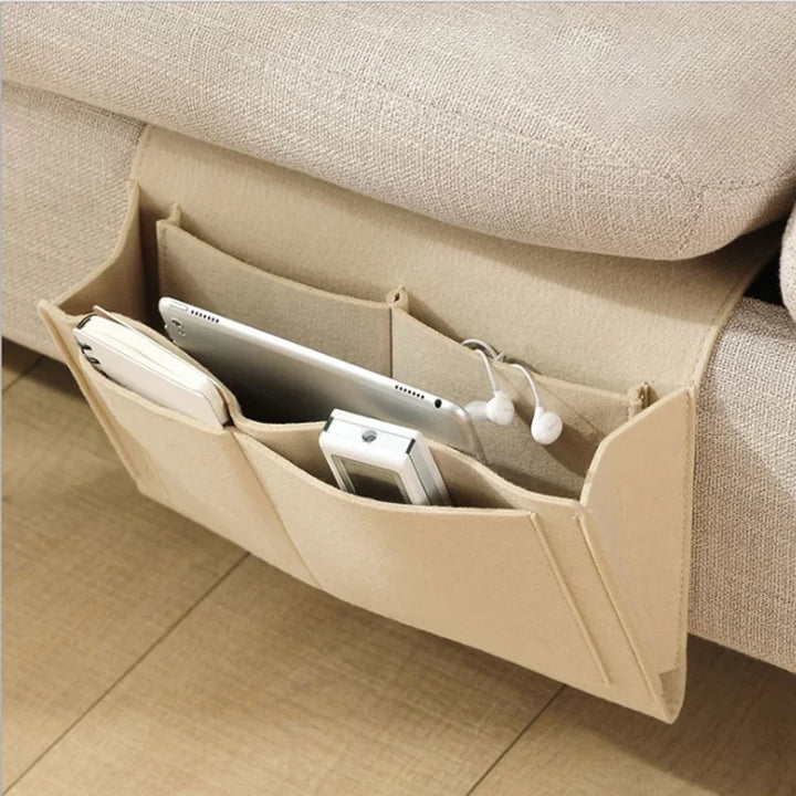 Felt Bedside Storage Bag Pouch Bed Desk Bag Sofa Hanging Organizer