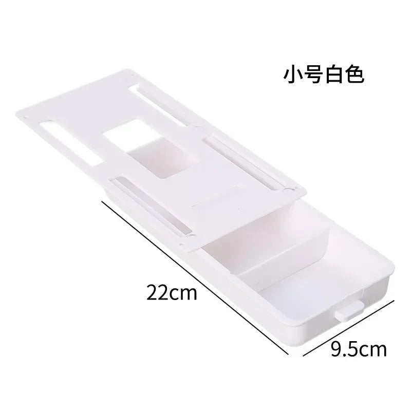 Hidden Drawer Organizer No-Punch Under Desk Stationery Box Tray