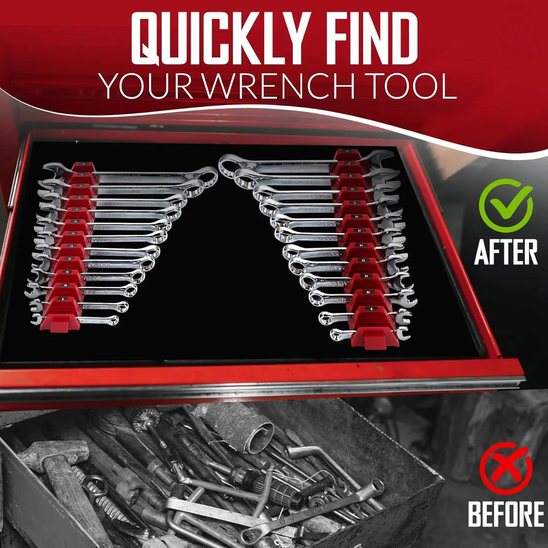 Wrench Organizer Modular System – 12 PCS Magnetic Wrench Organizer