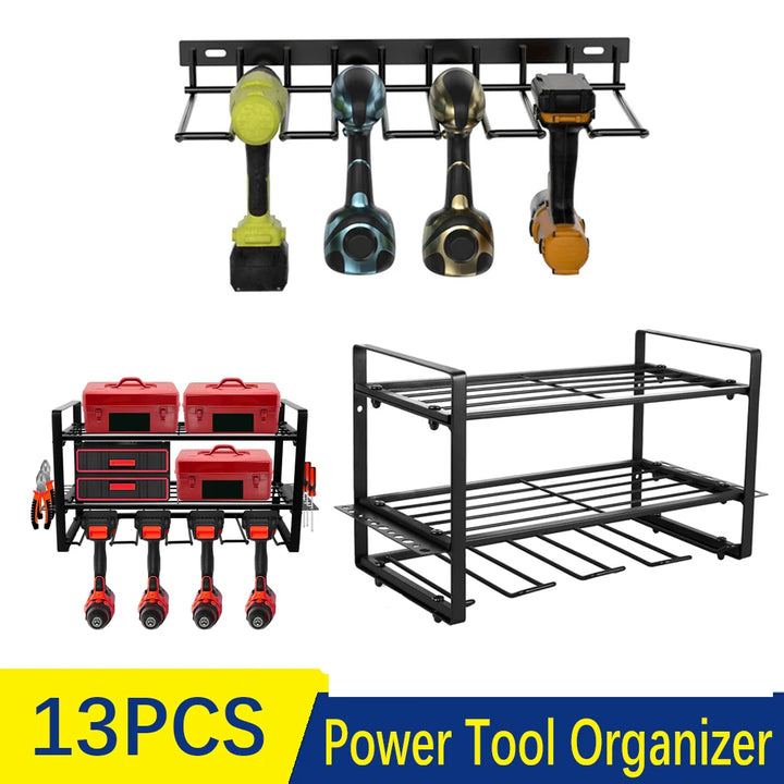 Power Tool Rack Electric Drill Holder Wall Mount Organizer Wrench Tool