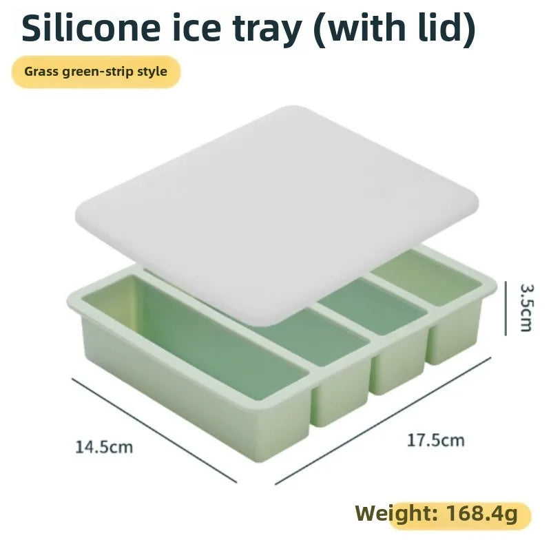 1pc Silicone Freezer Tray with Lid - Durable Kitchen Storage Container